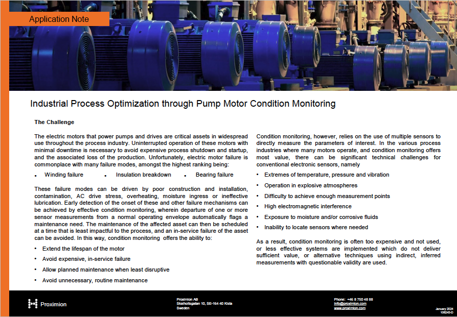 Industrial Process Optimization through Pump Motor Condition Monitoring